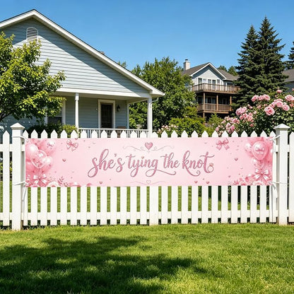 She's Tying The Knot Banner Bridal Shower Engagement Party Decorations | - Image 6