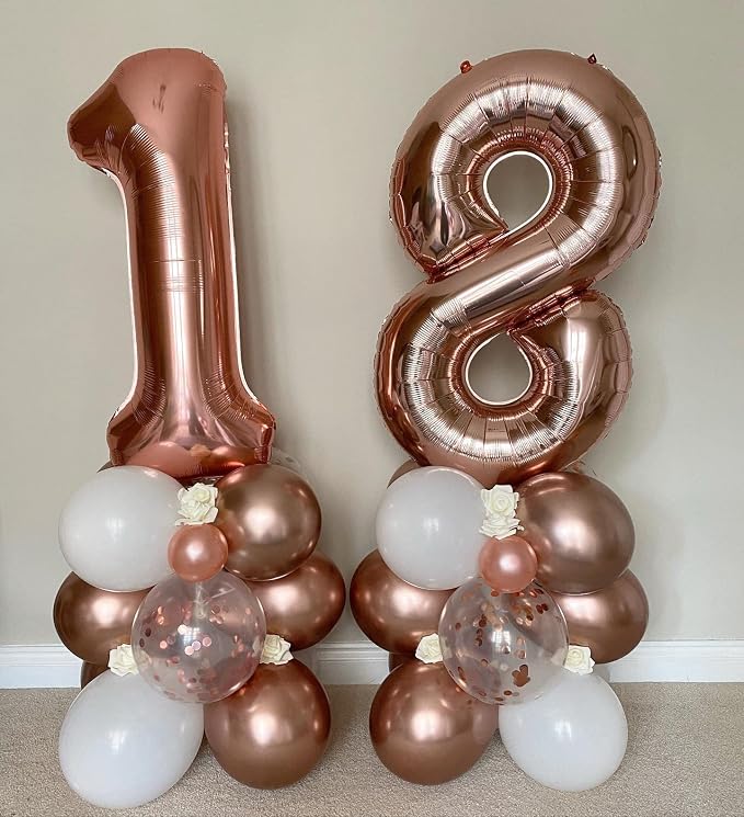 40 Inch Rose Gold 18 Number Balloons Giant 18 Balloons Rose Gold Birthday 18 - Image 6