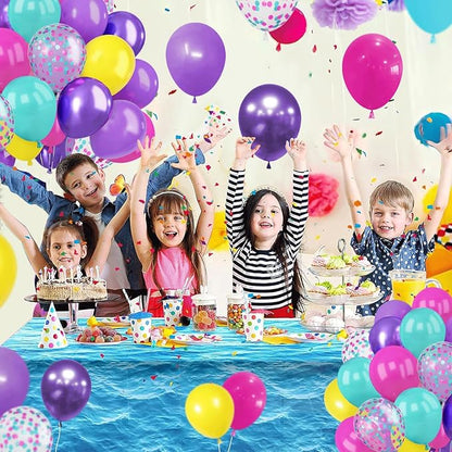 Hot Pink Blue Metallic Purple Teal Yellow Confetti Balloons 50 Pcs 12 Inch | - Image 6