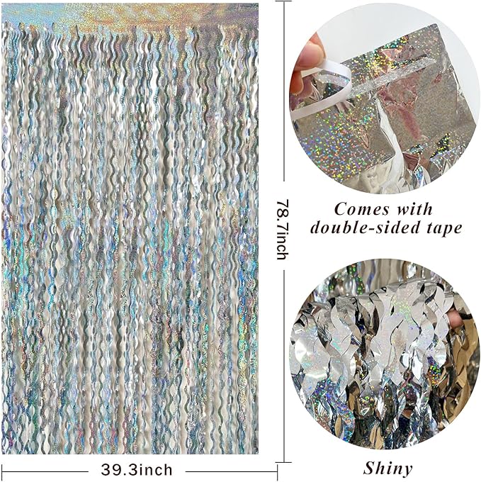 Tinsel Foil Fringe Curtains Wavy Backdrop - Image 2