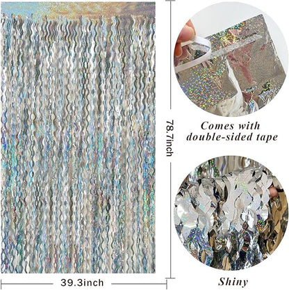 Tinsel Foil Fringe Curtains Wavy Backdrop - Image 2