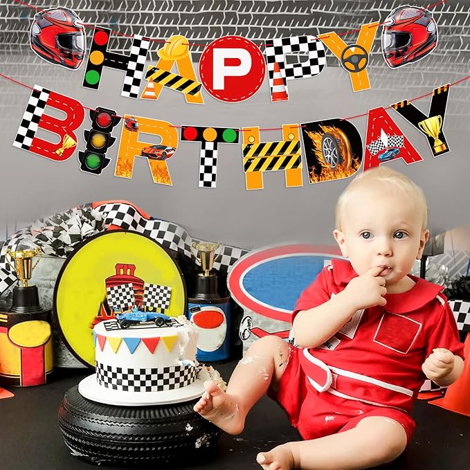 Racing Cars Happy Birthday Banner Racing Car Birthday Party Decorations Racing - Image 7