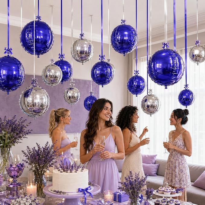 Purple Silver Round Foil Balloons - Image 7