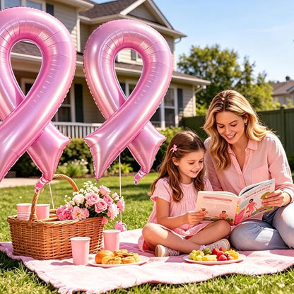 Pink Breast Cancer Awareness Ribbon Balloon Ribbon Shaped Foil Balloons | 42'' - Image 5