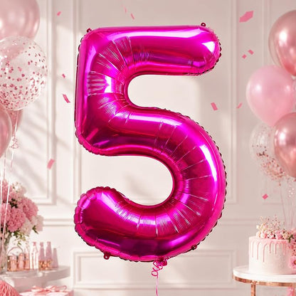Pink Number 5 Balloons | 40 Inch, Foil Mylar - Image 6