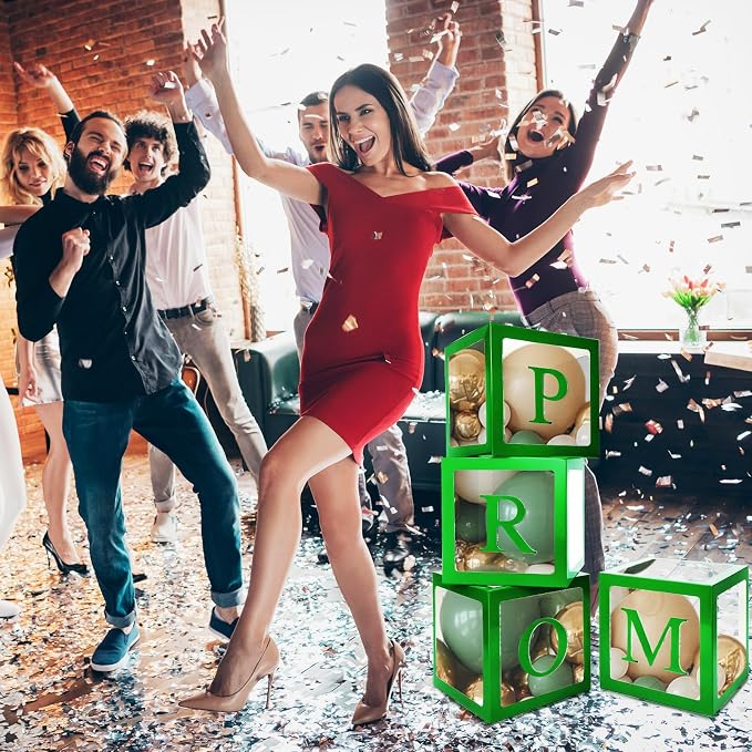 4 Pcs Prom Boxes with Letters 11.8 x 11.8 x 11.8 Inch Clear Balloon Boxes - Image 4