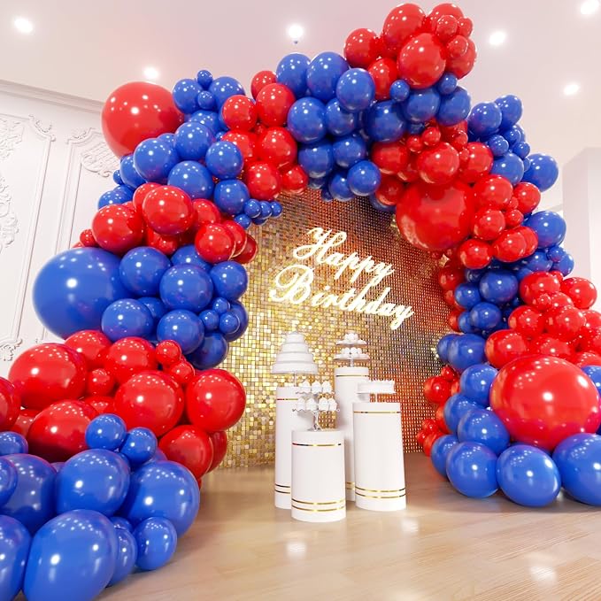 Red and Blue Balloons Garland Arch Kit 154Pcs by Unknown