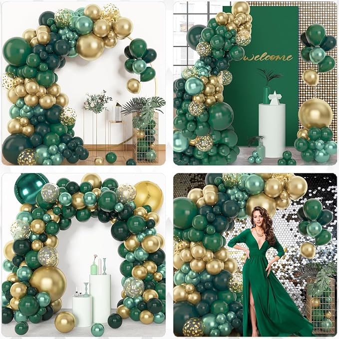 Archloon 156pcs Green and Gold Balloon Garland Arch Kit, Different Sizes 18 12 - Image 4