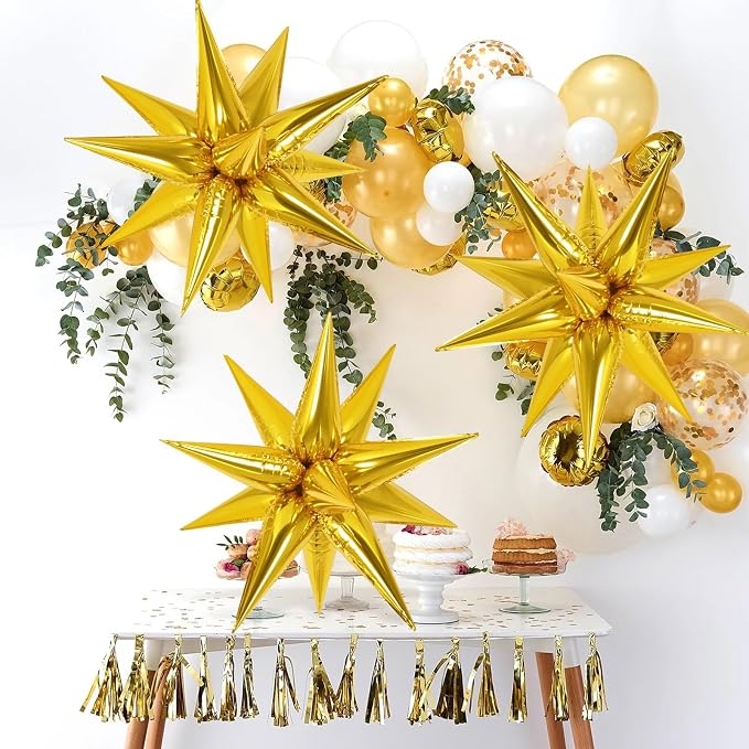 72 Pcs Star Balloons Foil Explosion Balloons Magic 12 Point Star Cone Balloon - Image 4