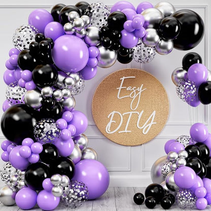 ALL-IN-1 Purple and Black Balloons Garland & Arch Kit – Small and Large Purple - Image 2