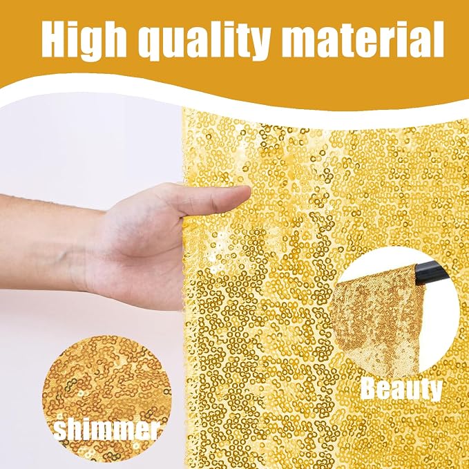 Gold Sequin Backdrop Curtains 2Panels 2x8ft - Image 2