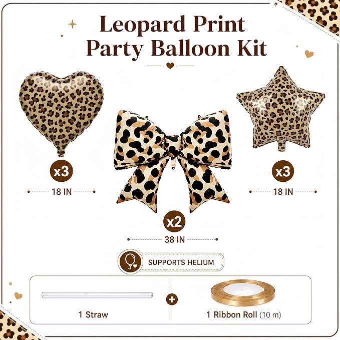 9Pcs Leopard Print Balloons/Wild One Birthday Party Decor - Image 2