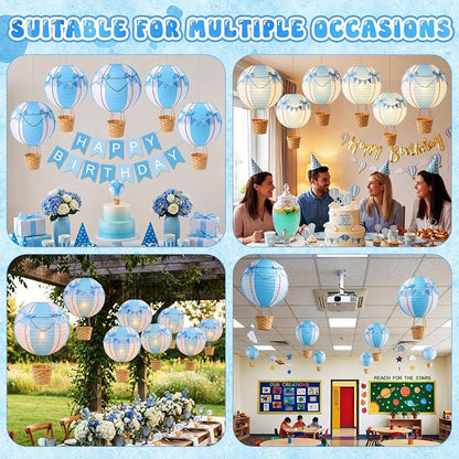 Lewtemi 12 Sets Hanging Hot Air Balloon Ceiling Decorations 10'' 12'' Baby - Image 7
