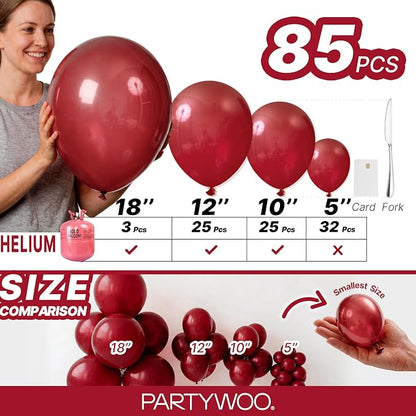 PartyWoo Burgundy Balloons 85 pcs Different Sizes of 18 12 10 5 Inch Dark - Image 6