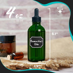 Nevlers 4 Oz Green Glass Dropper Bottle 24 PK | Leakproof Eye Droppers for Oils | Glass Tincture Bottles with Dropper, Shrink Wrap, Funnel, Brush, Marker & Labels | Eye Drop Dispenser Hair Oil Bottle