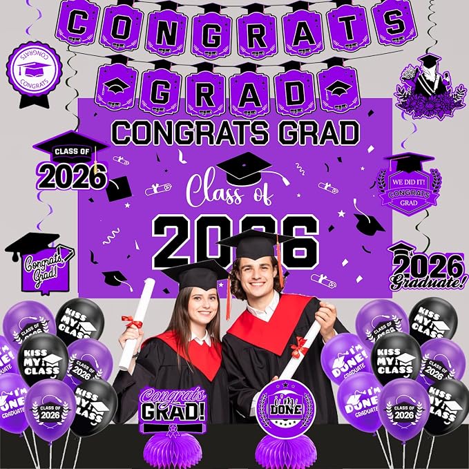 Graduation Decorations 2026 Purple Themed Set - Image 7