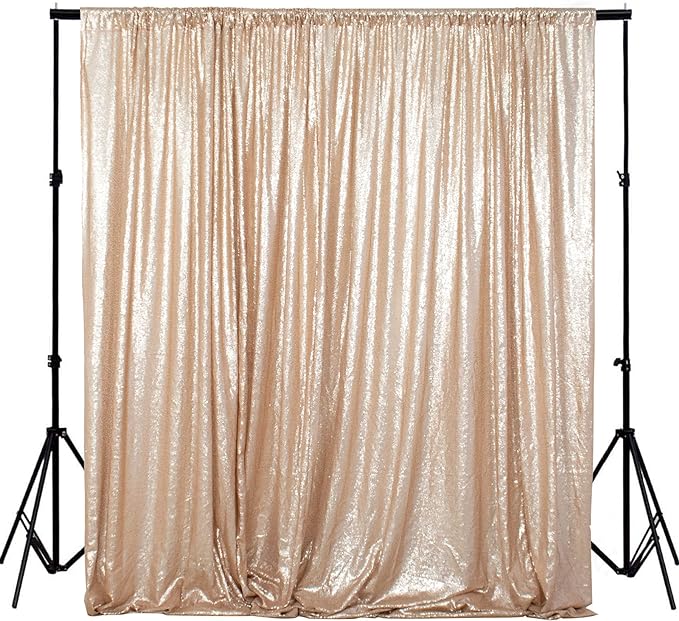 ShinyBeauty Sequence Backdrop Champagne 8FTx10FT Sequin Photo Backdrop by ShinyBeauty