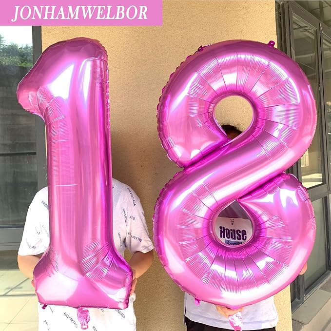 Jonhamwelbor Sweet 18 Balloons Pink Number 40 Inch 18 Pink Big Giant Jumbo Huge - Image 4