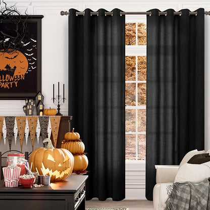 YoungsTex Black Linen Curtains 80 Inch Length - Image 2