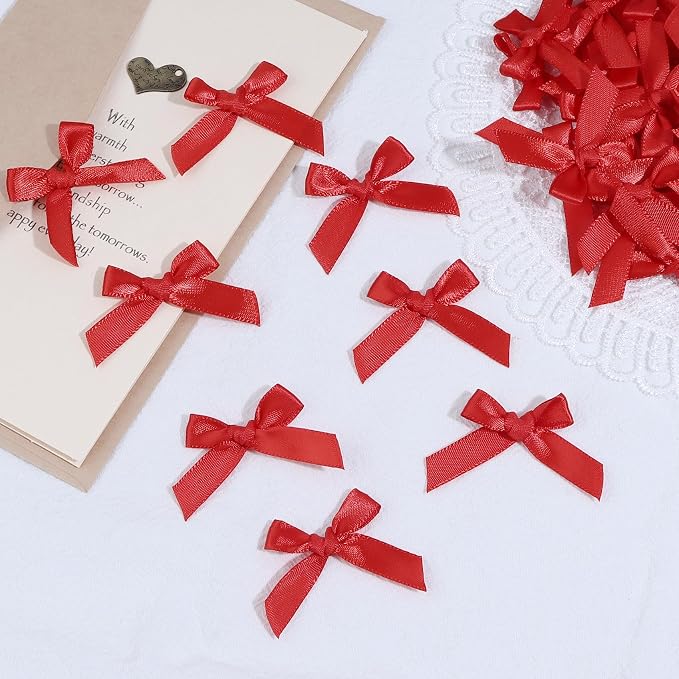 Red Mini Bows 1.57" 100PCS Small Satin Ribbon Bows - Image 4