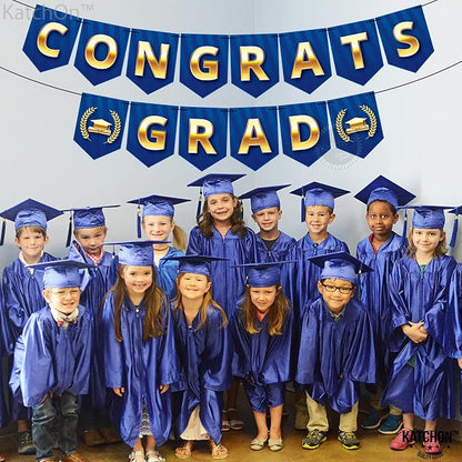 KatchOn Blue and Gold Congrats Grad Banner 10 Feet, Grad Party Decorations | No - Image 5