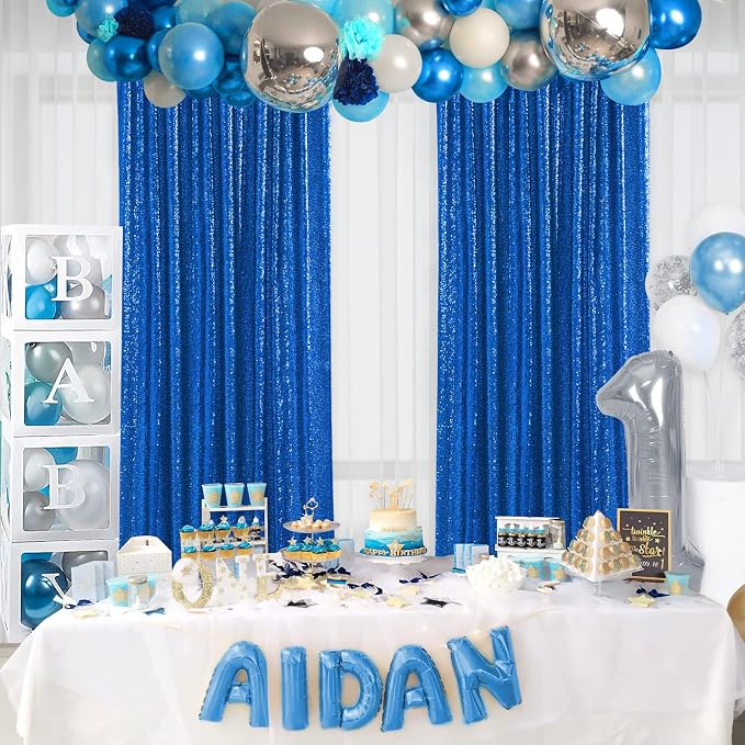 Navy Blue Sequin Backdrop Curtains, 2 Panels 4FTx8FT Blue Curtain Backdrop - Image 6