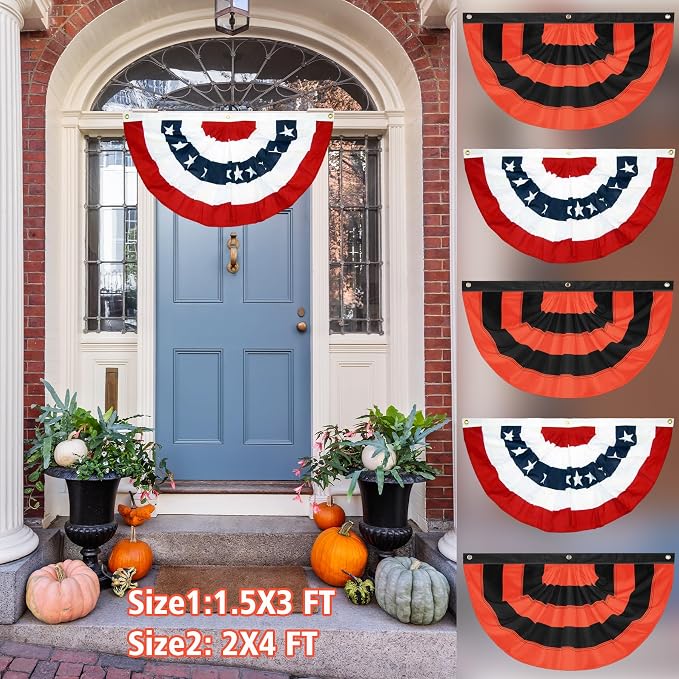 Halloween Bunting Flag 2x4 FT Fully Sewn Orange & Black 5 Stripe - Image 4