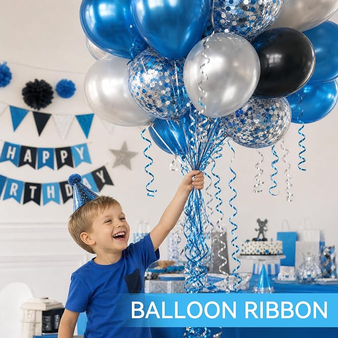 TONIFUL 500 Yards Shiny Blue and Silver Curling Ribbon Balloon String | Balloon - Image 4