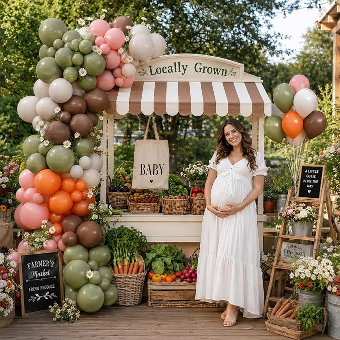 Farmers Market Balloon Arch Garland Kit Sage Green Dusty Pink Brown Orange - Image 5