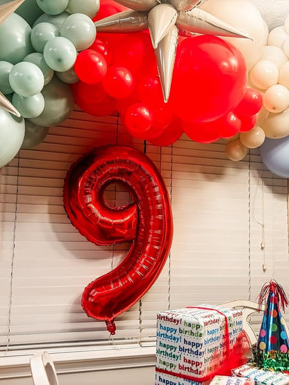 7 Balloon - Red Birthday Number Balloons, 40 Inch Decorations Men Women | Red - Image 3