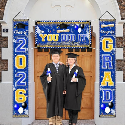 Blue and Gold Graduation Decorations Class of 2026 Graduation Banner Congrats - Image 7