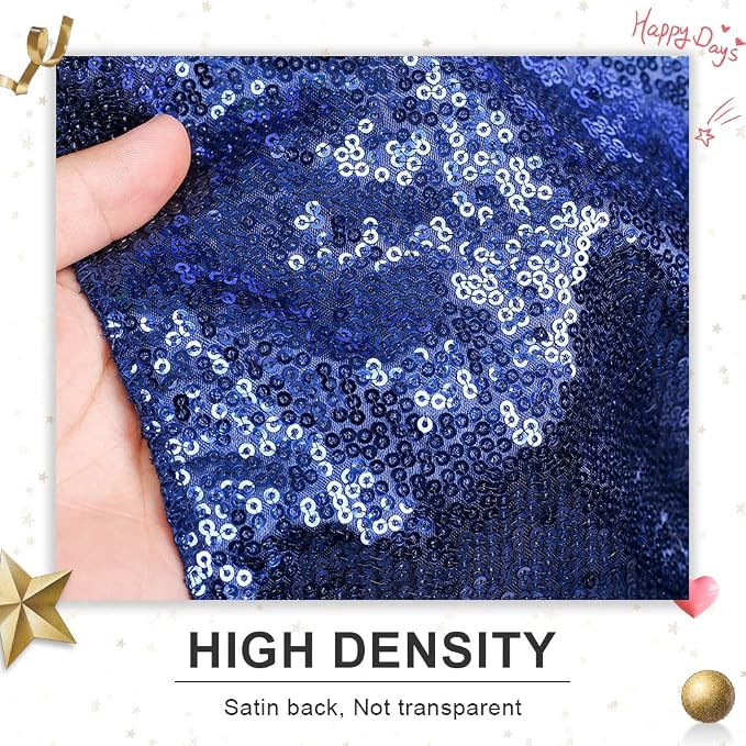 PartyDelight Navy Blue Sequin Backdrop Curtains 5x10ft 2 Panels | Sparkly 3mm - Image 2