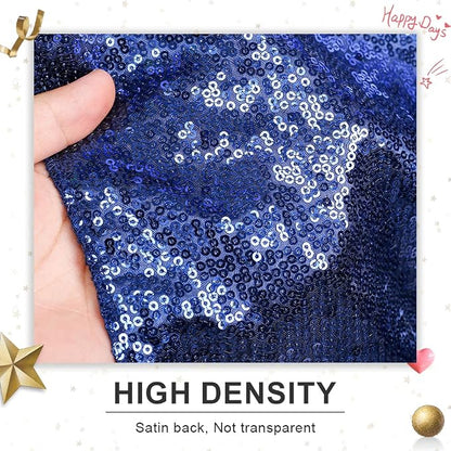 PartyDelight Navy Blue Sequin Backdrop Curtains 5x10ft 2 Panels | Sparkly 3mm - Image 2