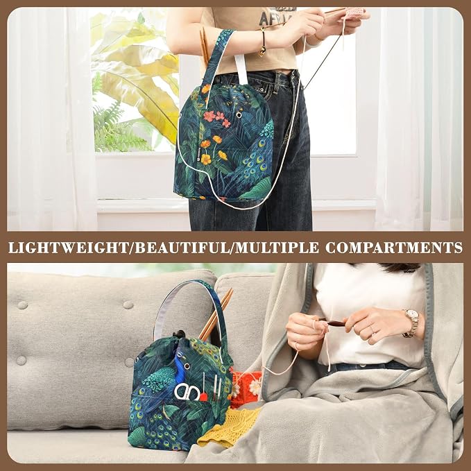 Yarn Bag Small Crochet Bag Drawstring Yarn Storage Organizer Knitting Project - Image 5