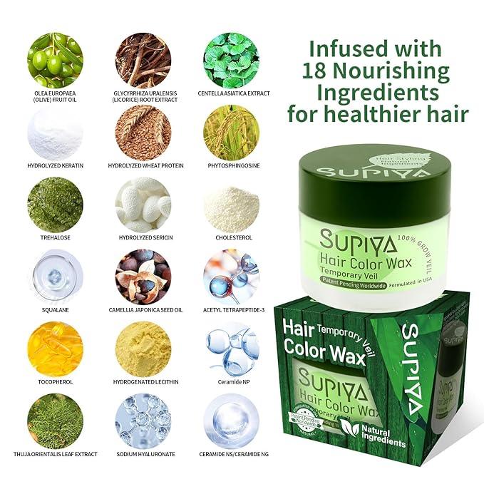 Temporary Hair Color Wax for Men - SUPIYA Washable Hair Wax Color, All-Day Hold Disposable Hair Wax for Party, Cosplay & Daily (Garnet Color #37)