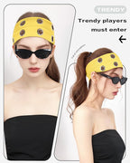 Grommet Headband for Women, Yellow 23cm Hollow Out Elastic Hair Band, Eyelets Punk Grunge Stylish Hairband