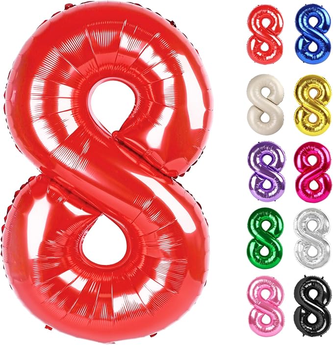 Red Number 8 Balloon 40 Inch by IWERP