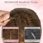 Real Human Hair Toppers for Women 3.54"*4.72" Silky Base 150% Density No Bangs Adjustable Parting Clip-In Topper Hairpieces for Women with Thinning Hair 14 Inches Medium Brown