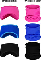 BBTO 6 Pieces Fleece Ear Warmers Headband Winter Neck Gaiter