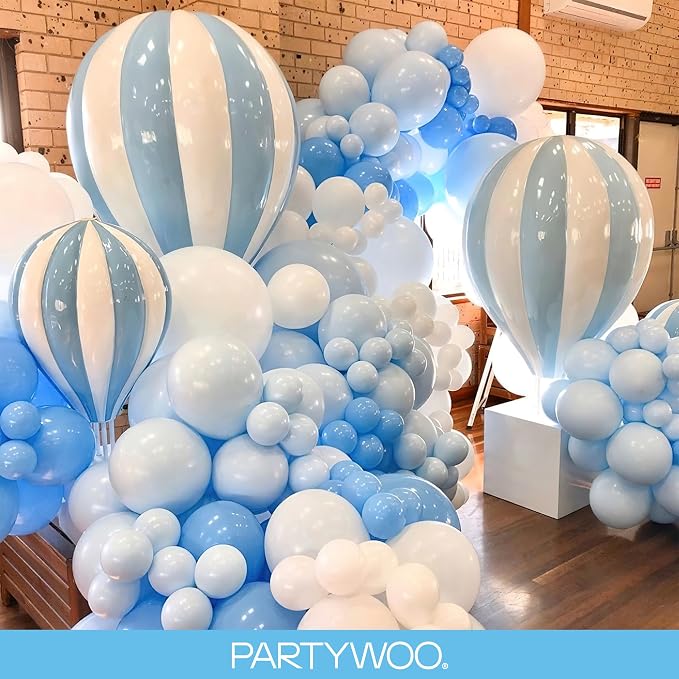 PartyWoo Light Blue Balloons 127pcs Baby Pastel Blue Color 5 Inch | 36 18 12 10 - Image 8