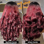 AMIRTY 250% density Burgundy Wig Human Hair 13x6 Loose Wave Lace Front Wigs Human Hair 1b/99j Burgundy Lace Front Wigs for Women Ombre Burgundy Lace Front Wig 24 Inch