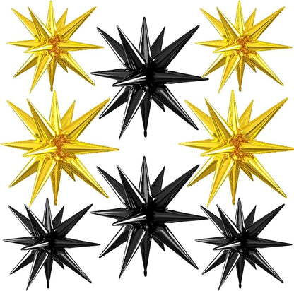 Black Gold Star Balloons, 22/27 Inch Black and Gold Star Foil Balloons by Paready