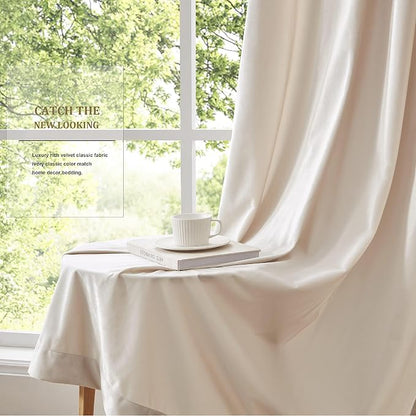 Luxury Cream Ivory Velvet Curtain Drapes - Image 7