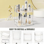 Bathroom Counter Organizer Countertop Storage Skincare Countertop Makeup Organizer Cosmetics Skincare Organizers Holder for Perfume-Clear white-silver pole