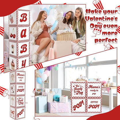 4 Pcs She's Ready to Pop Baby Shower Decorations Balloon Box BABY Pink Balloon - Image 4
