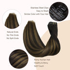 GOO GOO Clip in Hair Extensions Real Human Hair, Remy Human Hair Extensions Clip ins for Women, Natural Human Hair, 20inch 110g 7Pcs, 2/6/2 Balayage Dark Brown to Chestnut Brown