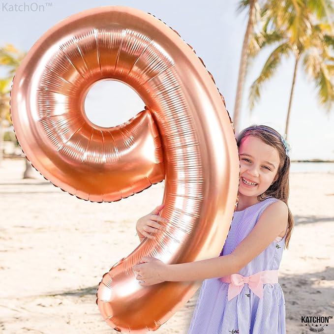 KatchOn, Rose Gold Number 9 Balloon - Image 3