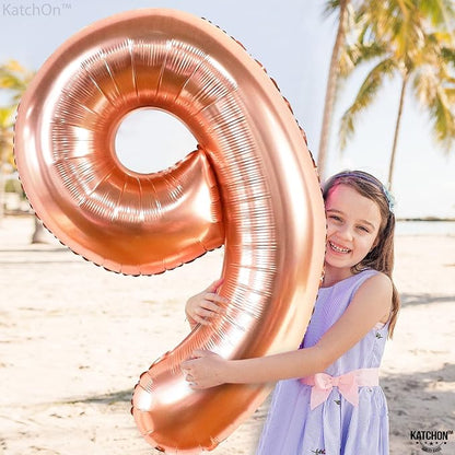 KatchOn, Rose Gold Number 9 Balloon - Image 3