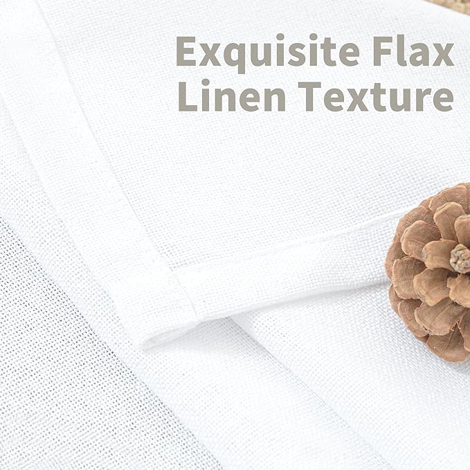 YoungsTex 45 Inch Length White Linen Curtains - Image 3