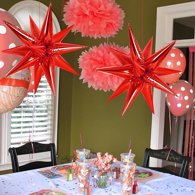 72 Pcs Star Balloons Foil Explosion Balloons Magic 12 Point Star Cone Balloon - Image 5